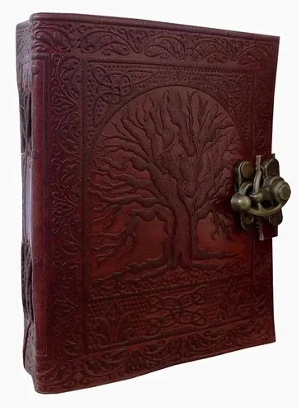 Handmade_Embossed_Tree_Of_Life_Cherry_Red_Leather_Journal_For_Writing_&_Sketching_-_Vintage_Brass_Finish_Lock,_200_Unruled_Pages,_Portable_7X5_Inch_Hand-Stitched_Diary