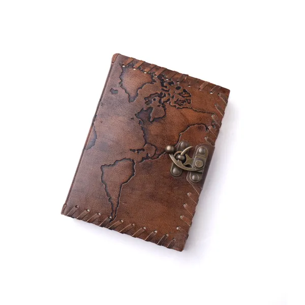 Tan_Brown_Buffalo_Leather_Embossed_World_Map_Lock_Journal_200_Pages