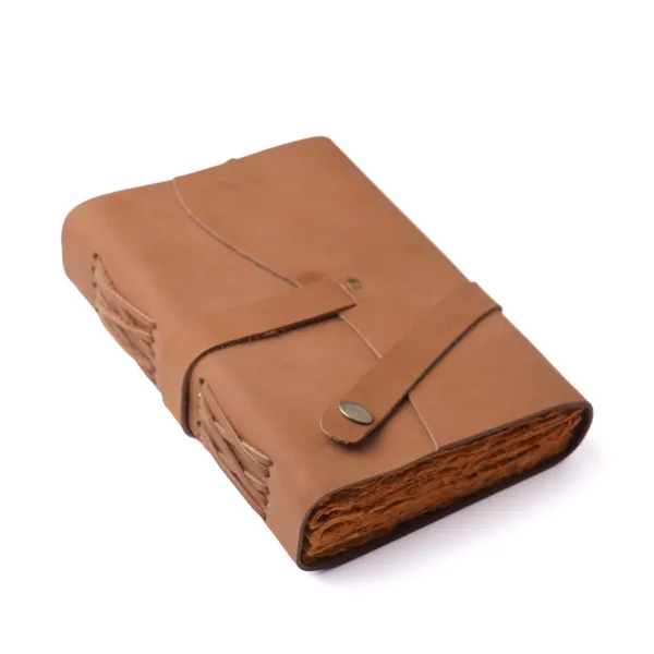 Handmade_Natural_Tan_Brown_100%_Genuine_Buffalo_Leather_Journal_For_Writing_&_Sketching_-_Antique_Metal_Stud_Strap_Closure,_200_Unruled_Pages,_Portable_7X5_Inch_Hand-Stitched_Flap_Diary_For_Men_&_Women
