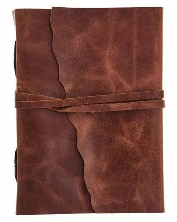 Handmade_Antique_Rustic_Brown_100%_Genuine_Buffalo_Leather_Journal_For_Writing_&_Sketching_-_Asymmetric_Wavy_Flap_With_Wrap-Around_Tie_Strap,_200_Unruled_Pages,_Portable_7X5_Inch_Hand-Stitched_Diary_For_Men_&_Women