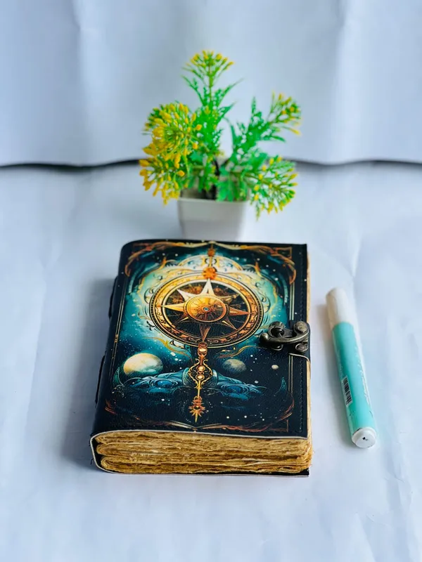 Handmade_High-Definition_UV_Printed_Celestial_Compass_Leather_Journal_With_Antique_Deckle_Edge_Paper_For_Writing_&_Sketching_-_Vintage_Brass_Finish_Lock,_200_Unruled_Pages,_Portable_7X5_Inch_Hand-Stitched_Diary