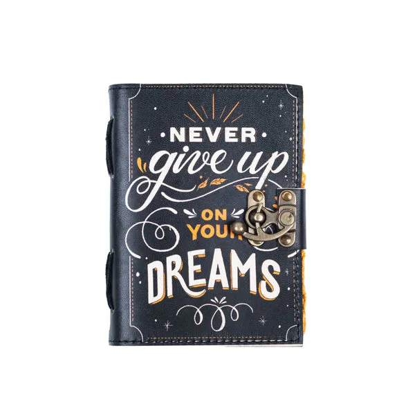 Handmade_High-Definition_UV_Printed_"Never_Give_Up_On_Your_Dreams"_Leather_Journal_With_Antique_Burnt_Deckle_Edge_Paper_For_Writing_&_Sketching_-_Vintage_Brass_Finish_Lock,_200_Unruled_Pages,_Portable_7X5_Inch_Hand-Stitched_Diary
