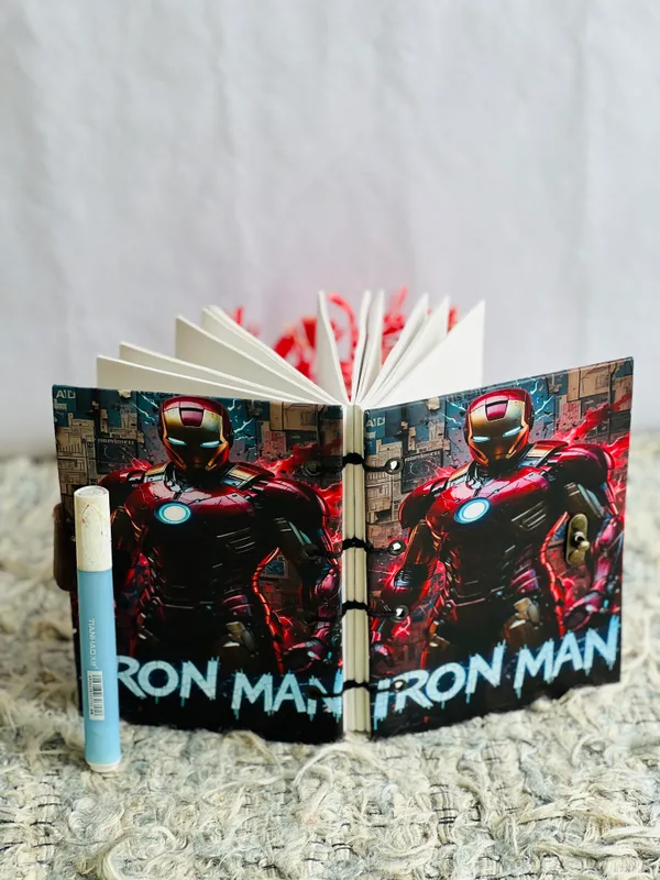 Handcrafted_Armored_Superhero_Iron_Man_Printed_Hardbound_Journal_For_Writing_&_Sketching_-_Vintage_Brass_Finish_Lock,_200_Unruled_Pages,_Portable_7X5_Inch_Hand-Stitched_Diary