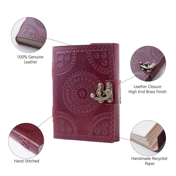 Deep_Plum_Buffalo_Leather_Embossed_Mandala_Lock_Ruled_Journal_200_Pages