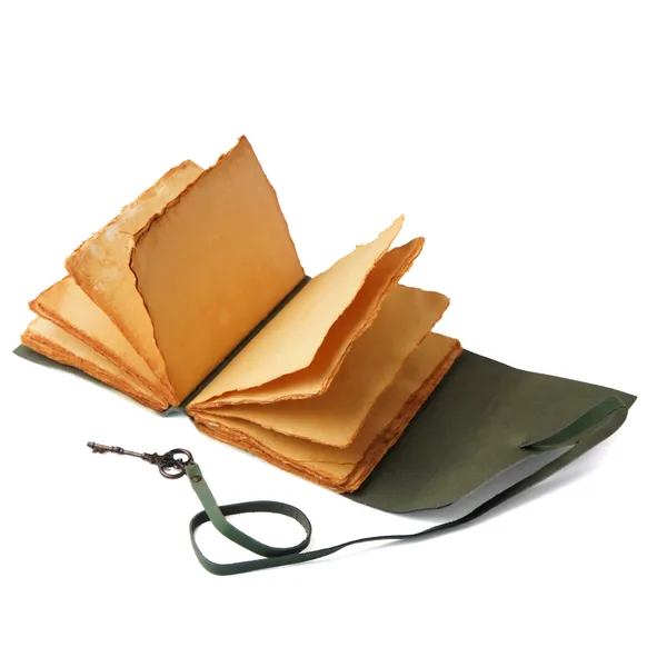 Handmade_Vintage_Jade_Green_100%_Genuine_Buffalo_Leather_Journal_With_Antique_Burnt_Deckle_Edge_Paper_For_Writing_&_Sketching_-_Antique_Brass_Skeleton_Key,_Cross-Stitched_Spine,_200_Unruled_Pages,_Portable_7X5_Inch_Diary_For_Men_&_Women