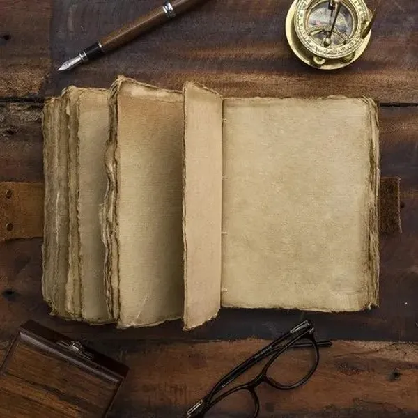 Handmade_Vintage_Rustic_Brown_100%_Genuine_Buffalo_Leather_Journal_With_Antique_Burnt_Deckle_Edge_Paper_For_Writing_&_Sketching_-_Riveted_Leather_Strap_With_Vintage_Brass_Finish_Lock,_200_Unruled_Pages,_Portable_8X6_Inch_Hand-Stitched_Diary_For_Men_&_Women