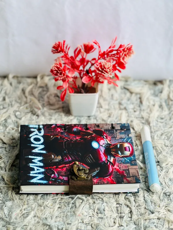 Handcrafted_Armored_Superhero_Iron_Man_Printed_Hardbound_Journal_For_Writing_&_Sketching_-_Vintage_Brass_Finish_Lock,_200_Unruled_Pages,_Portable_7X5_Inch_Hand-Stitched_Diary