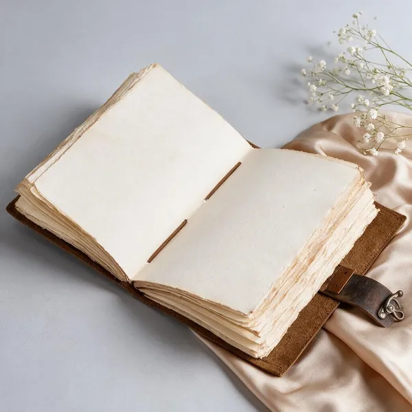 Handmade_Vintage_Dark_Brown_100%_Full-Grain_Genuine_Buffalo_Leather_Journal_With_Deckle_Edge_Handmade_Cotton_Paper_-_Antique_Brass_Skeleton_Key_&_Wrap_Strap,_200_Unruled_Pages,_Portable_7X5_Inch_Diary_For_Men_&_Women