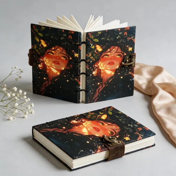 Handcrafted_Mystic_Anime_Forest_Girl_Printed_Hardbound_Journal_For_Writing_&_Sketching_-_Vintage_Brass_Finish_Lock,_200_Unruled_Pages,_Portable_7X5_Inch_Hand-Stitched_Diary