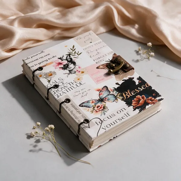 Handcrafted_Aesthetic_Self-Care_&_Affirmation_Collage_Printed_Hardbound_Journal_For_Writing_&_Sketching_-_Vintage_Brass_Finish_Lock,_200_Unruled_Pages,_Portable_7X5_Inch_Hand-Stitched_Diary