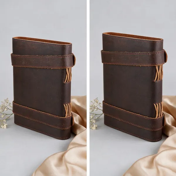 Handmade_Dark_Chocolate_Brown_100%_Genuine_Buffalo_Leather_Journal_For_Writing_&_Sketching_-_Dual_Horizontal_Snap_Straps_With_Antique_Metal_Buttons,_200_Unruled_Pages,_Portable_7X5_Inch_Hand-Stitched_Diary_For_Men_&_Women