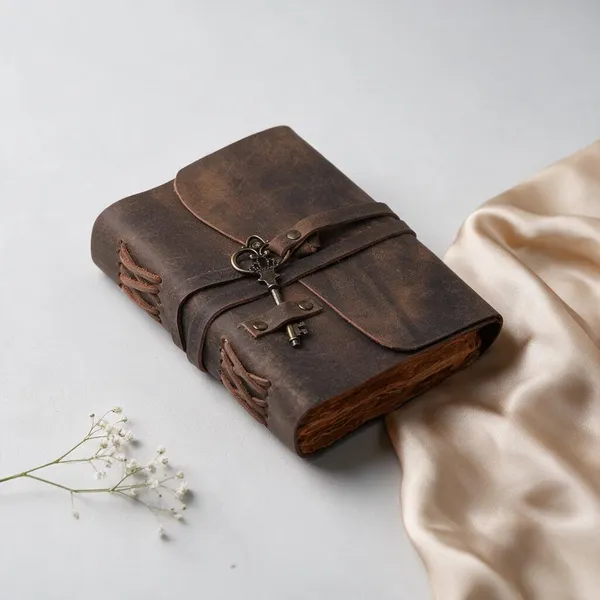 Dark_Brown_Buffalo_Leather_Wraparound_Key_Lock_Journal_200_Pages