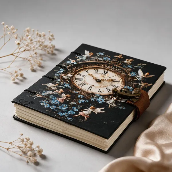 Handcrafted_Vintage_Roman_Clock_&_Fairy_Garden_Printed_Hardbound_Journal_For_Writing_&_Sketching_-_Vintage_Brass_Finish_Lock,_200_Unruled_Pages,_Portable_7X5_Inch_Hand-Stitched_Diary