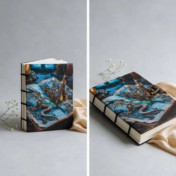 Handcrafted_Fantasy_Dragon_&_Castle_3D-Art_Printed_Hardbound_Journal_-_Vintage_Brass_Finish_Lock,_200_Unruled_Pages,_7X5_Inch_Hand-Stitched_Diary