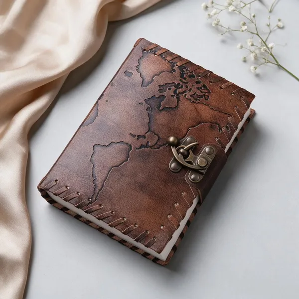 Tan_Brown_Buffalo_Leather_Embossed_World_Map_Lock_Journal_200_Pages
