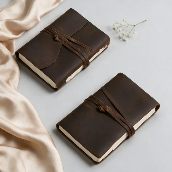 Handmade_Dark_Vintage_Brown_100%_Genuine_Buffalo_Leather_Journal_For_Writing_&_Sketching_-_Wrap-Around_Leather_Tie_Strap,_200_Unruled_Pages,_Portable_7X5_Inch_Hand-Stitched_Flap_Journal