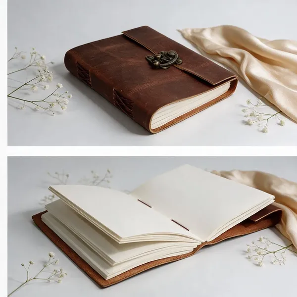 Handmade_Vintage_Rustic_Brown_100%_Genuine_Buffalo_Leather_Journal_For_Writing_&_Sketching_-_Antique_Brass_Finish_Lock,_200_Unruled_Pages,_Portable_7X5_Inch_Hand-Stitched_Diary