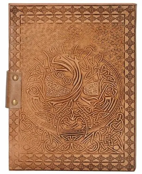 Handmade_Embossed_Celtic_Tree_Of_Life_Tan_Brown_100%_Genuine_Buffalo_Leather_Journal_For_Writing_&_Sketching_-_Vintage_Brass_Finish_Lock,_200_Unruled_Pages,_Portable_7X5_Inch_Hand-Stitched_Diary_For_Men_&_Women