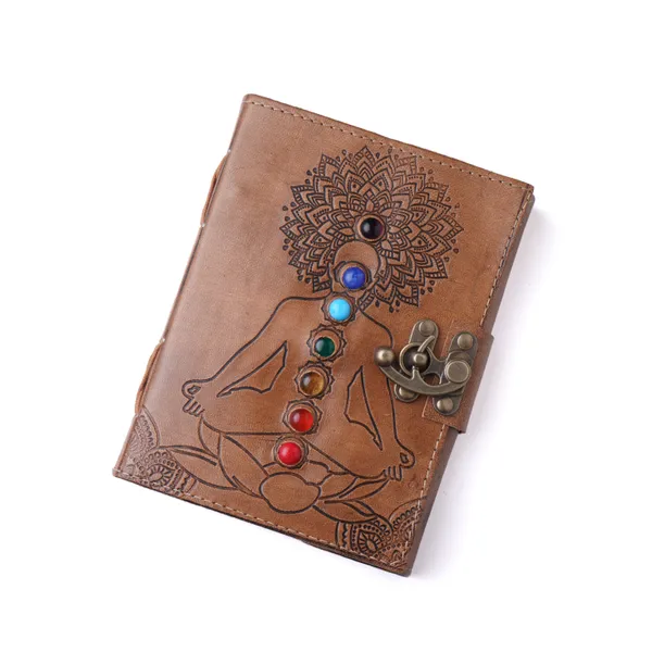 Handmade_Seven_Chakra_100%_Genuine_Buffalo_Leather_Journal_-_200_Unruled_Pages,_Portable_7X5_Inch,_Hand-Stitched_Binding_With_Vintage_Brass_Finish_Lock