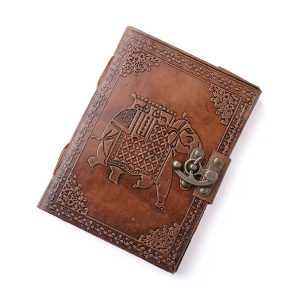 Handmade_Embossed_Royal_Indian_Elephant_Tan_Brown_100%_Genuine_Buffalo_Leather_Journal_For_Writing_&_Sketching_-_Vintage_Brass_Finish_Lock,_200_Unruled_Pages,_Portable_7X5_Inch_Hand-Stitched_Diary_For_Men_&_Women