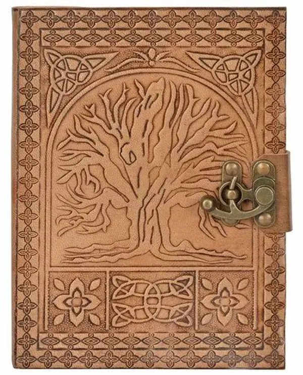 Handmade_Embossed_Celtic_Tree_Of_Life_Tan_Brown_100%_Genuine_Buffalo_Leather_Journal_For_Writing_&_Sketching_-_Vintage_Brass_Finish_Lock,_200_Unruled_Pages,_Portable_7X5_Inch_Hand-Stitched_Diary_For_Men_&_Women