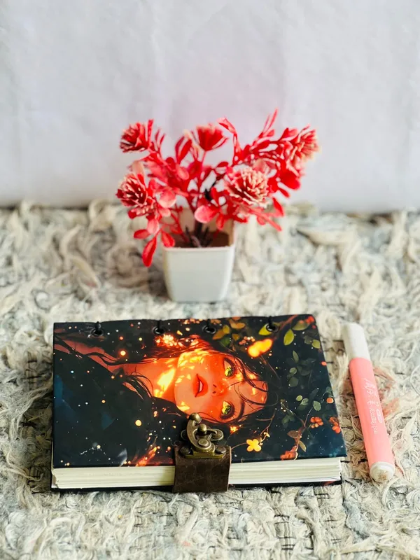 Handcrafted_Mystic_Anime_Forest_Girl_Printed_Hardbound_Journal_For_Writing_&_Sketching_-_Vintage_Brass_Finish_Lock,_200_Unruled_Pages,_Portable_7X5_Inch_Hand-Stitched_Diary