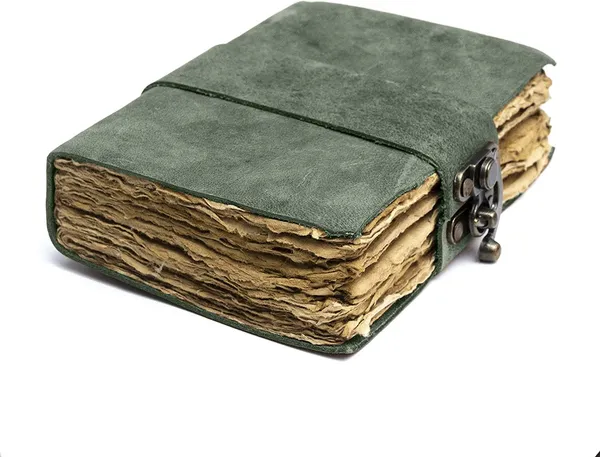 Handmade_Vintage_Emerald_Green_100%_Genuine_Buffalo_Leather_Journal_With_Antique_Deckle_Edge_Paper_For_Writing_&_Sketching_-_Vintage_Brass_Finish_Lock,_200_Unruled_Pages,_Portable_7X5_Inch_Hand-Stitched_Diary_For_Men_&_Women