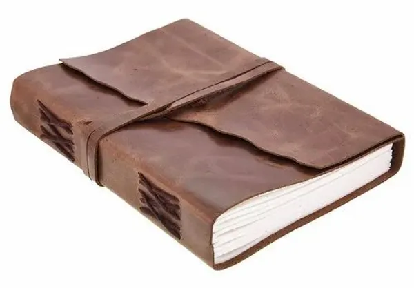 Handmade_Antique_Rustic_Brown_100%_Genuine_Buffalo_Leather_Journal_For_Writing_&_Sketching_-_Asymmetric_Wavy_Flap_With_Wrap-Around_Tie_Strap,_200_Unruled_Pages,_Portable_7X5_Inch_Hand-Stitched_Diary_For_Men_&_Women
