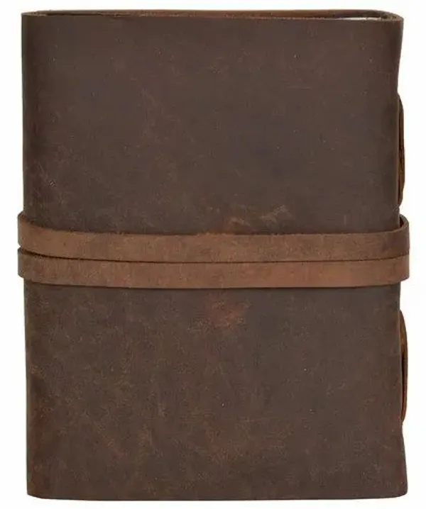 Handmade_Vintage_Dark_Espresso_Brown_100%_Genuine_Buffalo_Leather_Journal_For_Writing_&_Sketching_-_Curved_Flap_With_Wrap-Around_Tie_Strap,_200_Unruled_Pages,_Portable_7X5_Inch_Hand-Stitched_Diary_For_Men_&_Women
