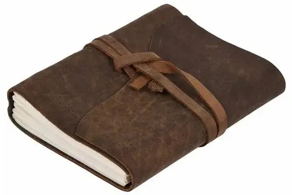 Handmade_Vintage_Dark_Espresso_Brown_100%_Genuine_Buffalo_Leather_Journal_For_Writing_&_Sketching_-_Curved_Flap_With_Wrap-Around_Tie_Strap,_200_Unruled_Pages,_Portable_7X5_Inch_Hand-Stitched_Diary_For_Men_&_Women