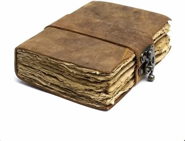 Handmade_Vintage_Rustic_Brown_100%_Genuine_Buffalo_Leather_Journal_With_Antique_Burnt_Deckle_Edge_Paper_For_Writing_&_Sketching_-_Riveted_Leather_Strap_With_Vintage_Brass_Finish_Lock,_200_Unruled_Pages,_Portable_8X6_Inch_Hand-Stitched_Diary_For_Men_&_Women