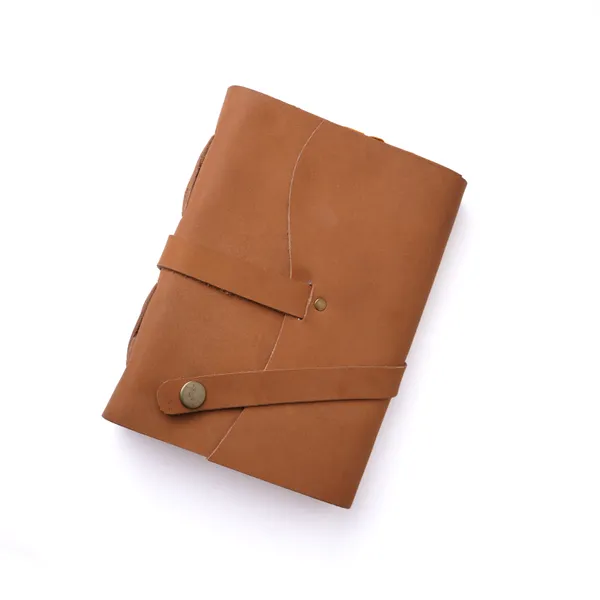 Handmade_Natural_Tan_Brown_100%_Genuine_Buffalo_Leather_Journal_For_Writing_&_Sketching_-_Antique_Metal_Stud_Strap_Closure,_200_Unruled_Pages,_Portable_7X5_Inch_Hand-Stitched_Flap_Diary_For_Men_&_Women