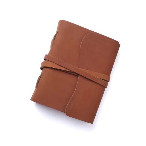 Handmade_Antique_Tan_Brown_100%_Genuine_Buffalo_Leather_Journal_For_Writing_&_Sketching_-_Curved_Flap_With_Wrap-Around_Tie_Strap,_200_Unruled_Pages,_Portable_7X5_Inch_Hand-Stitched_Diary_For_Men_&_Women
