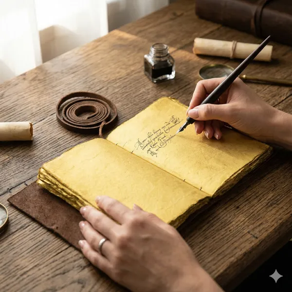 Handmade_Dark_Chocolate_Brown_100%_Genuine_Buffalo_Leather_Journal_With_Antique_Deckle_Edge_Paper_For_Writing_&_Sketching_-_Minimalist_Leather_Wrap_Strap_With_Slot_Loop,_200_Unruled_Pages,_Portable_7X5_Inch_Hand-Stitched_Diary_For_Men_&_Women