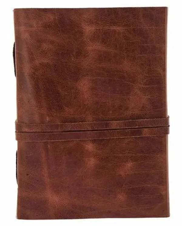 Handmade_Antique_Rustic_Brown_100%_Genuine_Buffalo_Leather_Journal_For_Writing_&_Sketching_-_Asymmetric_Wavy_Flap_With_Wrap-Around_Tie_Strap,_200_Unruled_Pages,_Portable_7X5_Inch_Hand-Stitched_Diary_For_Men_&_Women