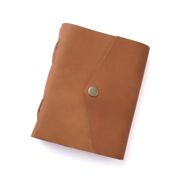 Handmade_Natural_Tan_Brown_100%_Genuine_Buffalo_Leather_Journal_For_Writing_&_Sketching_-_Envelope_Flap_With_Antique_Brass_Snap_Button,_200_Unruled_Pages,_Portable_7X5_Inch_Hand-Stitched_Diary_For_Men_&_Women