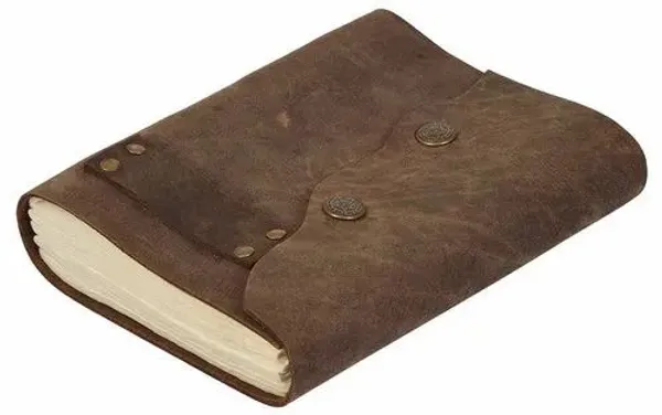 Handmade_Dark_Vintage_Brown_100%_Genuine_Buffalo_Leather_Journal_For_Writing_&_Sketching_-_Antique_Double_Snap_Button_Closure,_200_Unruled_Pages,_Portable_7X5_Inch_Hand-Stitched_Diary_For_Men_&_Women
