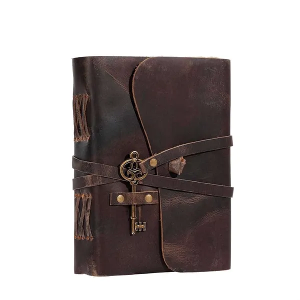 Dark_Brown_Buffalo_Leather_Deckle_Edge_Key_Lock_Journal_200_Pages