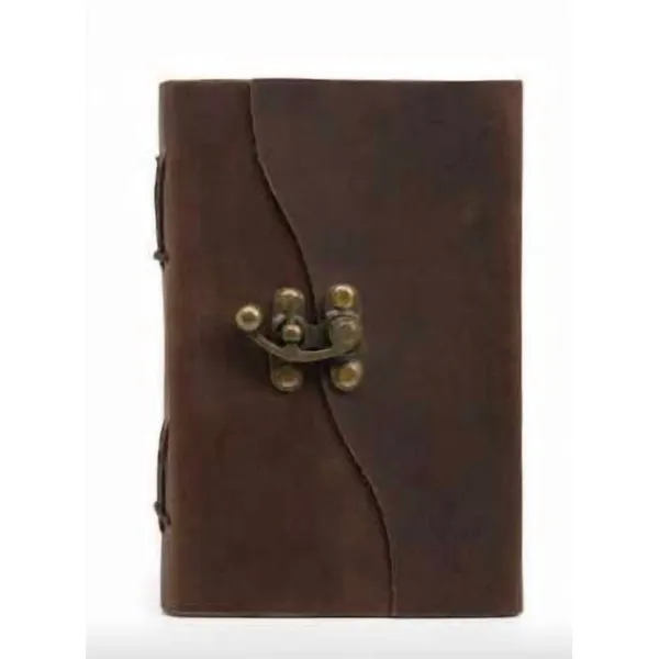 Handmade_Vintage_Dark_Espresso_Brown_100%_Genuine_Buffalo_Leather_Journal_With_Antique_Deckle_Edge_Paper_For_Writing_&_Sketching_-_Curved_Flap_With_Vintage_Brass_Finish_Lock,_200_Unruled_Pages,_Portable_7X5_Inch_Hand-Stitched_Diary_For_Men_&_Women