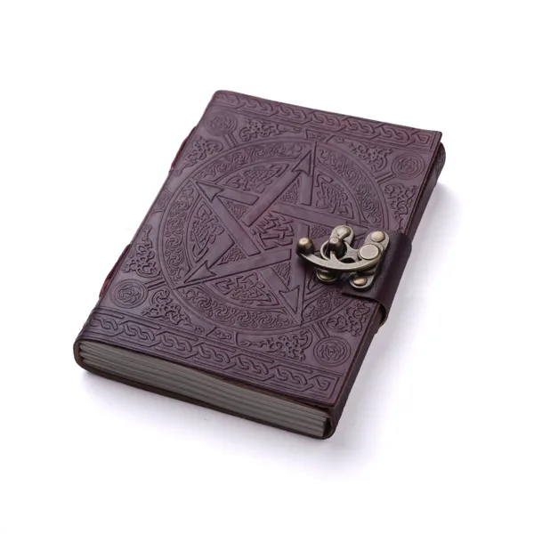 Handmade_Embossed_Celtic_Pentagram_Deep_Plum_Purple_100%_Genuine_Buffalo_Leather_Journal_For_Writing_&_Sketching_-_Vintage_Brass_Finish_Lock,_200_Unruled_Pages,_Portable_7X5_Inch_Hand-Stitched_Diary_For_Men_&_Women