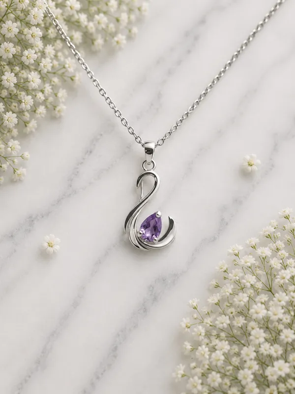 Silver_Purple_Stone_Swan_Chain_Pendant_Necklace_For_Women
