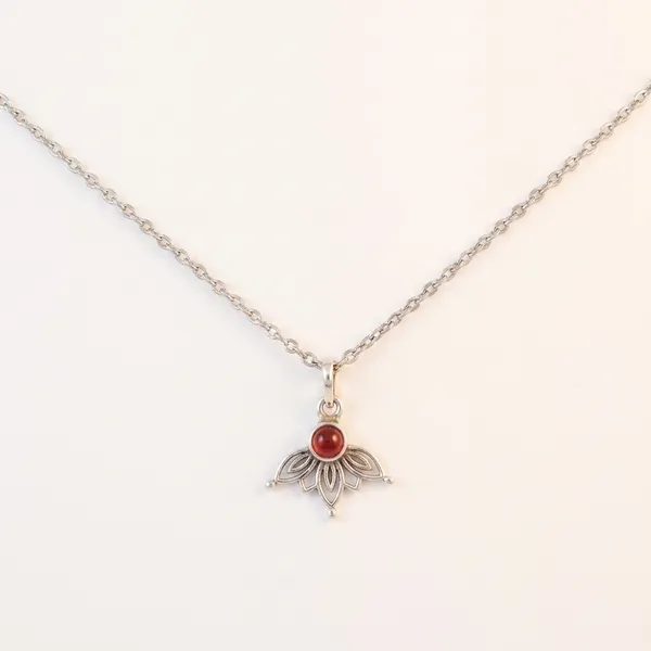 Silver-Tone_Red_Floral_Pendant_Necklace_For_Women
