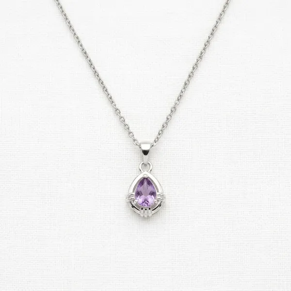 Silver_Tone_Teardrop_Pendant_Necklace_For_Women