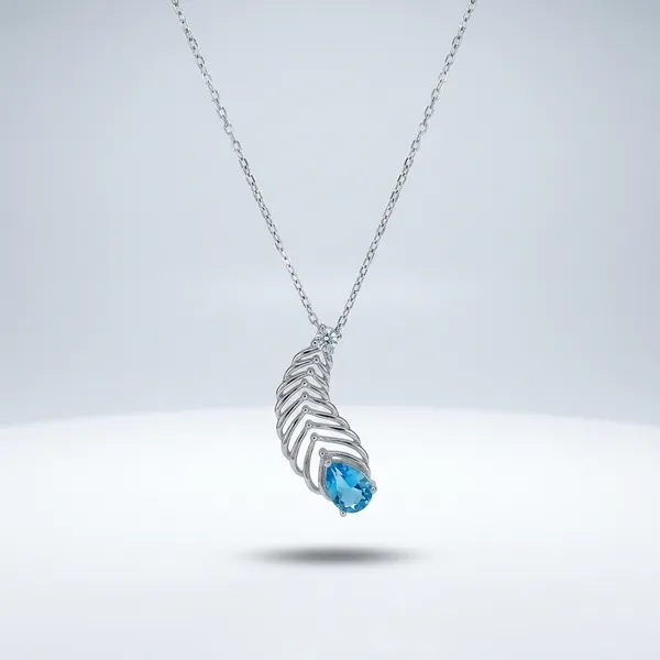 Silver_Tone_Feather_Blue_Accent_Pendant_Necklace_For_Women