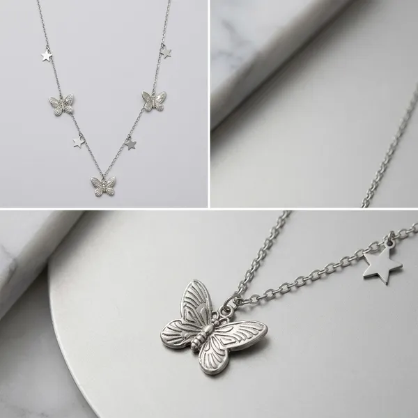 Silver_Butterfly_And_Star_Charm_Chain_Pendant_Necklace_For_Women