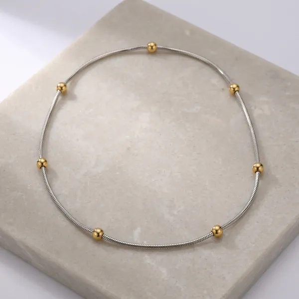 Black_Gold-Tone_Beaded_Chain_Pendant_Necklace_For_Women