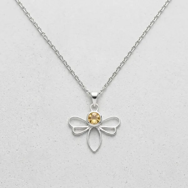 Silver_Floral_Yellow_Stone_Pendant_Necklace_For_Women