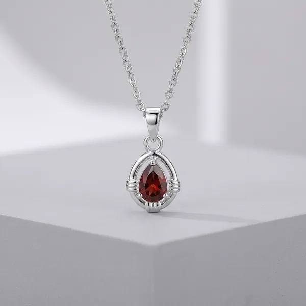Silver_Red_Teardrop_Pendant_Chain_Necklace_For_Women