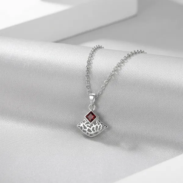 Silver_Geometric_Red_Accent_Pendant_Necklace_For_Women