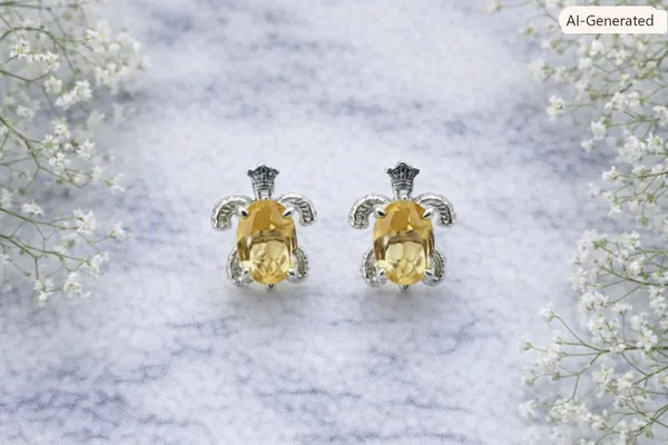 Silver_Yellow_Stone_Stud_Earrings_For_Women